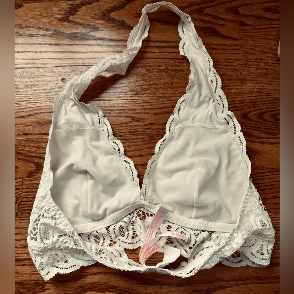 Victoria’s  Secret PINK White Lace Halter Bralette Size L EUC - Picture 11 of 11
